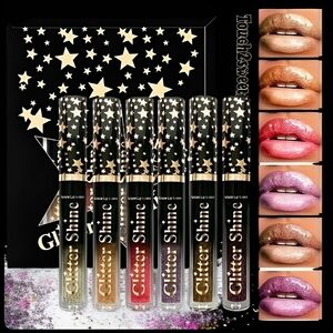 🆕GLITTER GLAZE HIGH SHINE LIPGLOSS BOXED SET OF 6 HIGH SHINE COLORED GLOSS